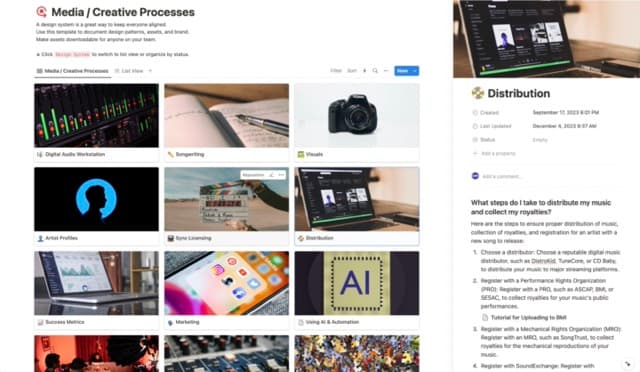 Media & Creative Processes — Notion template preview